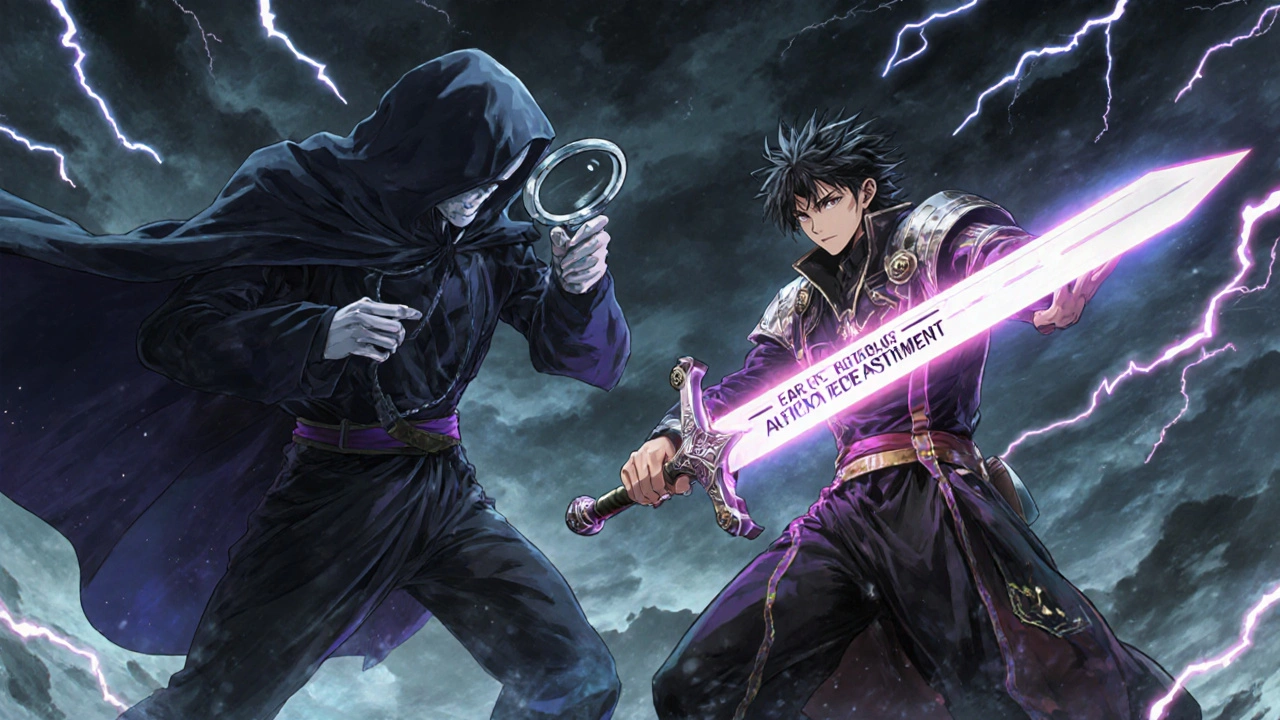 Spectral figures representing treatment choices in a stormy sky with TSH velocity as lightning.