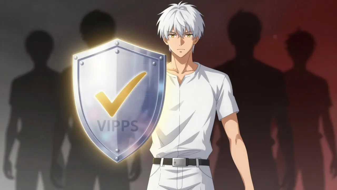 Anime hero protecting user from fake online pharmacies