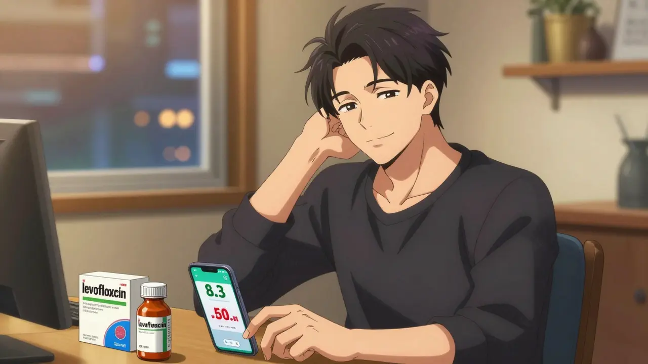 Stylish anime man receiving discounted medication delivery