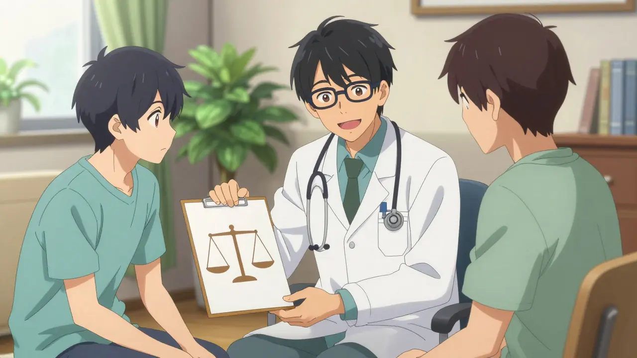 Supportive anime doctor reassuring patient during consultation