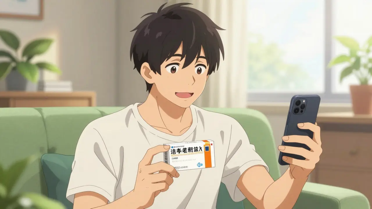 Happy bishounen character on video call with doctor