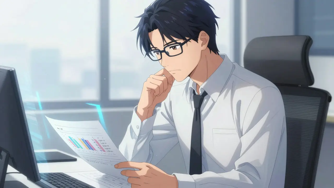 Stylish anime character researching medication prices on a tablet